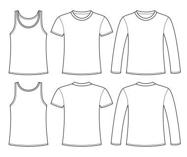 Singlet, T-shirt and Long-sleeved T-shirt template clipart