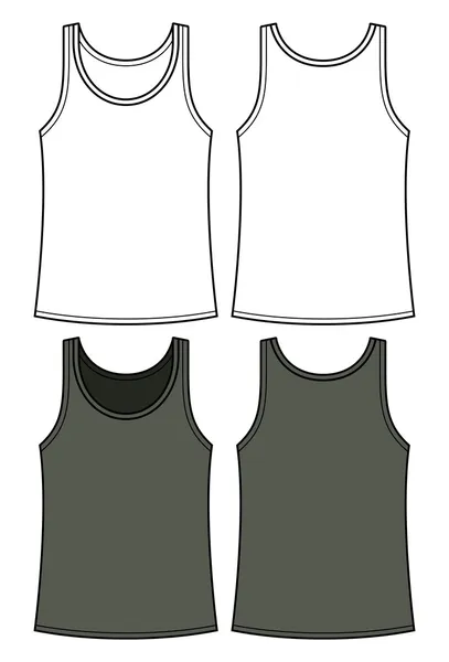 Black and white singlet template - front and back — Stock Vector