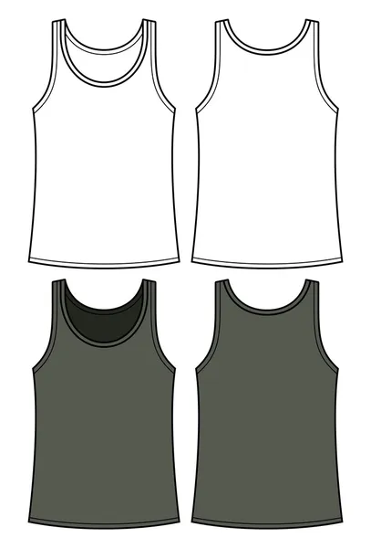 Zwart-wit singlet sjabloon - voor- en achterkant — Stockvector