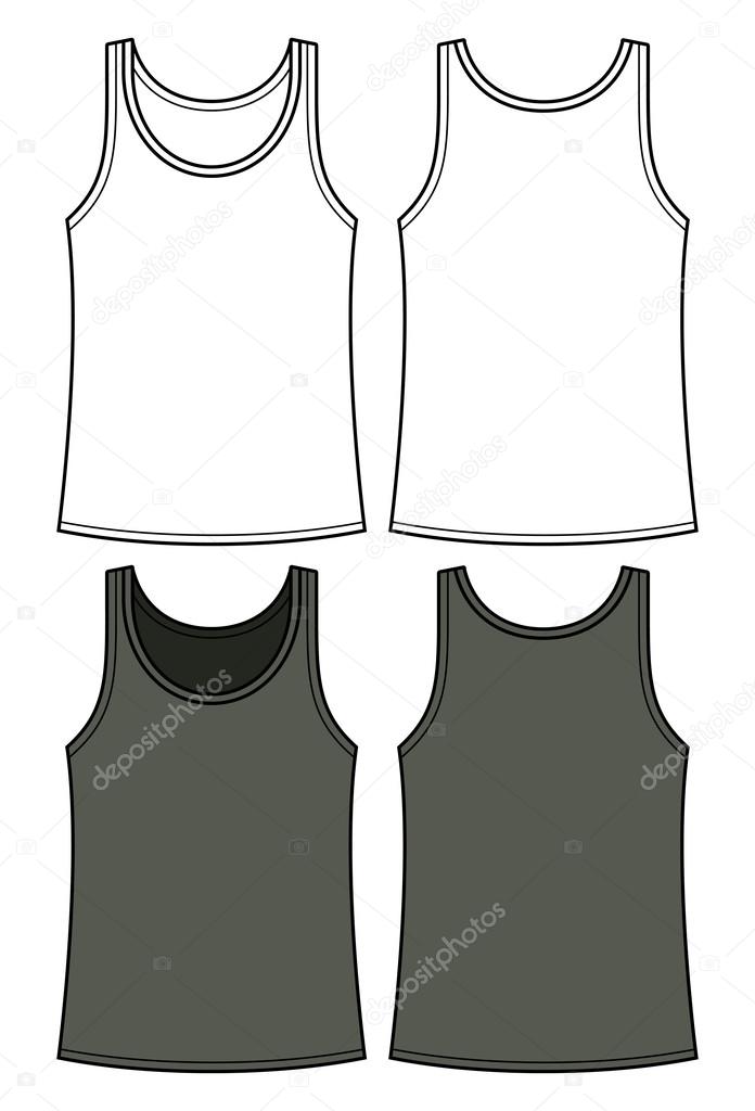 Black and white singlet template - front and back