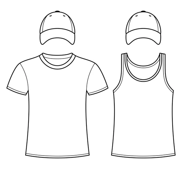 T-shirt, modello Singlet e Caps — Vettoriale Stock