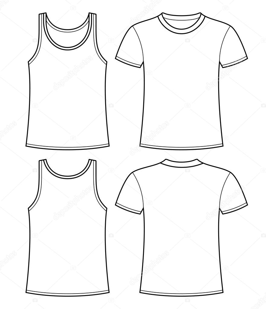 Singlet and T-shirt template - front and back