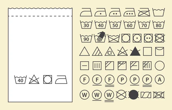 Textile label template and washing symbols (laundry icons) — Stock Illustration Textile label template and washing symbols (laundry icons) Royalty Free Stock Illustrations