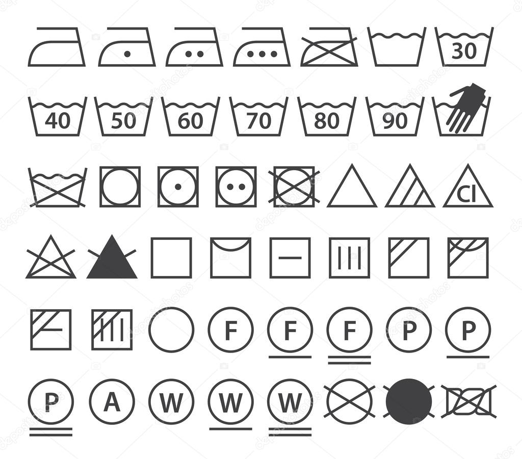 Set of washing symbols. Laundry icons