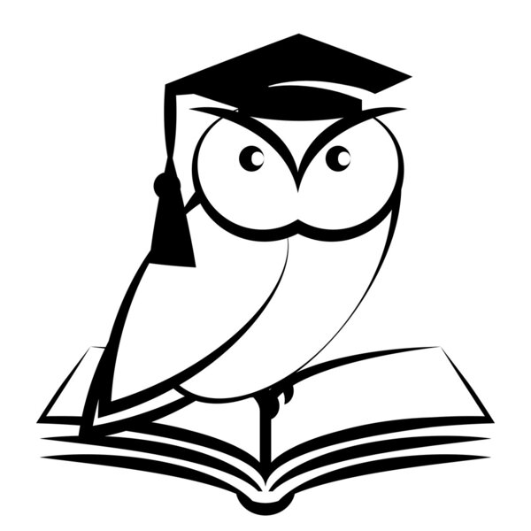 Owl with college hat and book