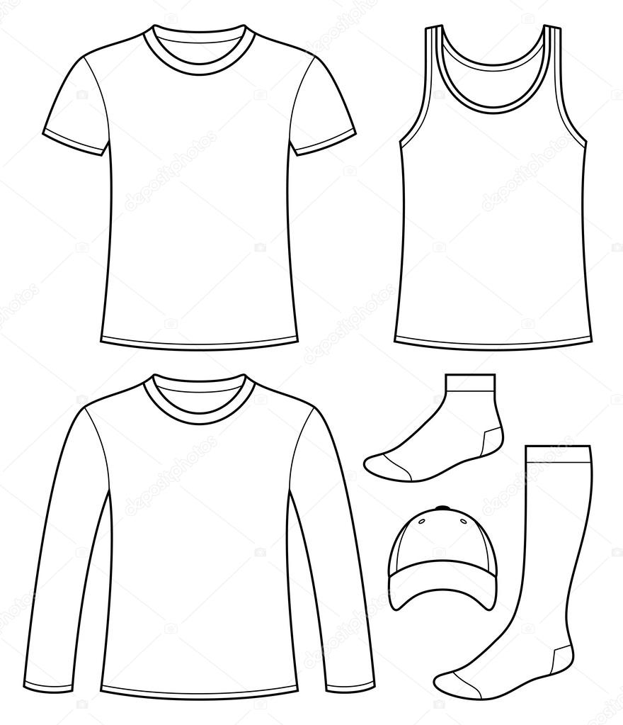 Singlet, T-shirt, Long-sleeved T-shirt, Cap and Socks template