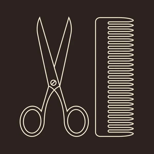 Forbici vettoriali e pettine. Simboli di salone di capelli — Vettoriale Stock