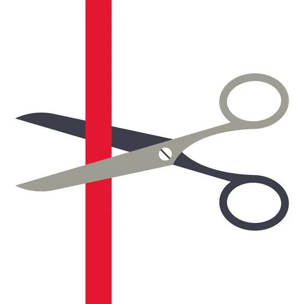 Scissors cutting a red ribbon — Stock Vector