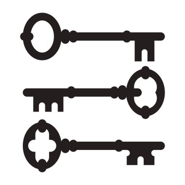 Old key silhouette set clipart