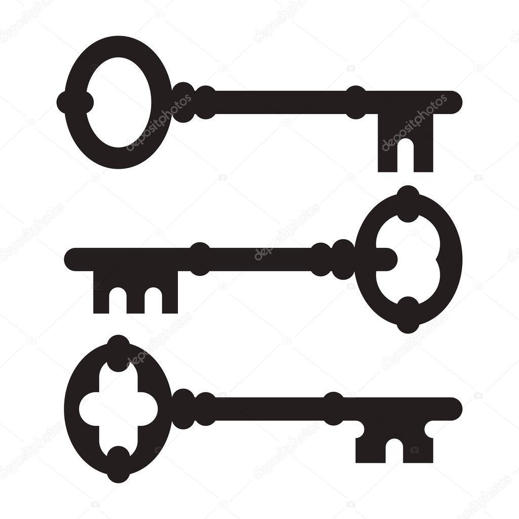 Old key silhouette set