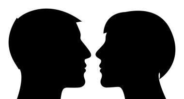 Çift siluet erkek ve kadın