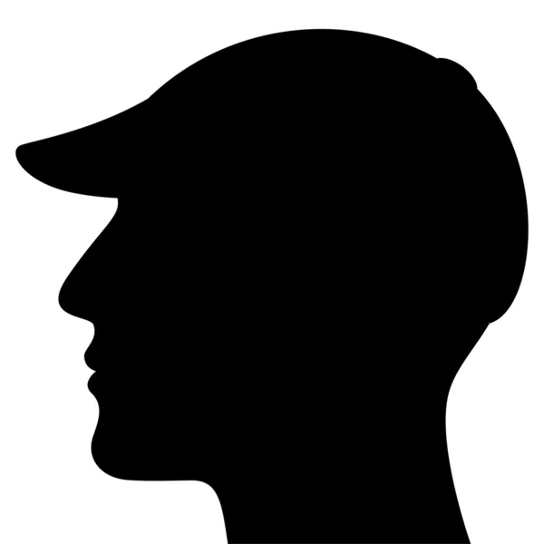 Man Head Silhouette with Cap isolated — Stock Vector