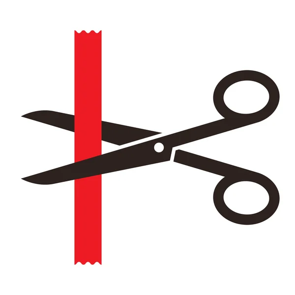 Scissors cutting a red ribbon — Stock Vector