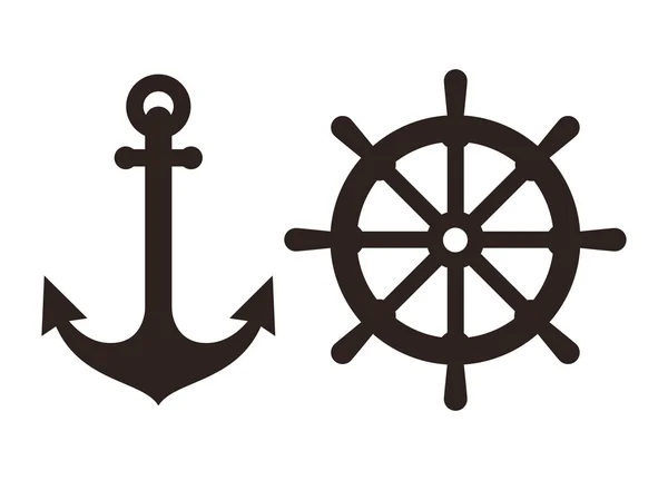 Anchor and Rudder sign — Stock Vector