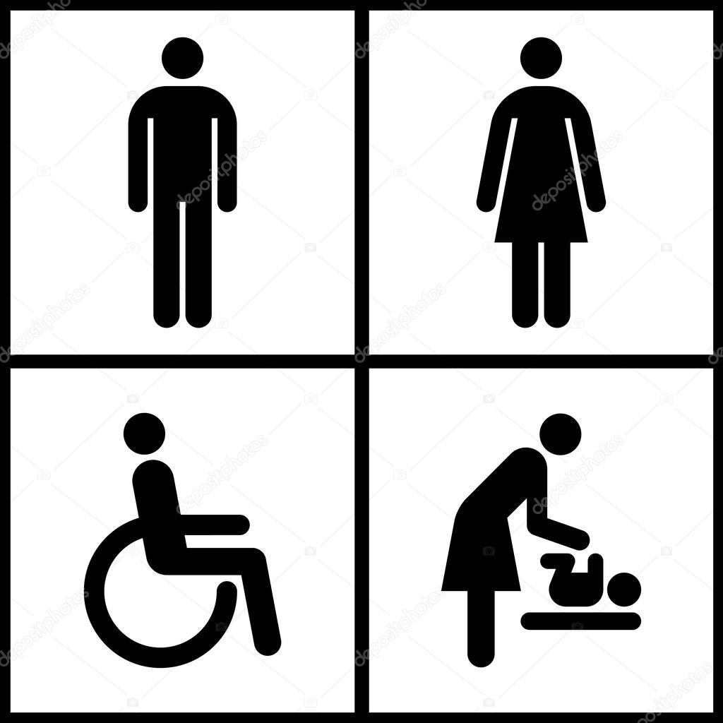 Toilet Sign - Restroom, Mother room and Disabled sign