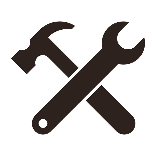 Wrench and hammer. Tools icon 