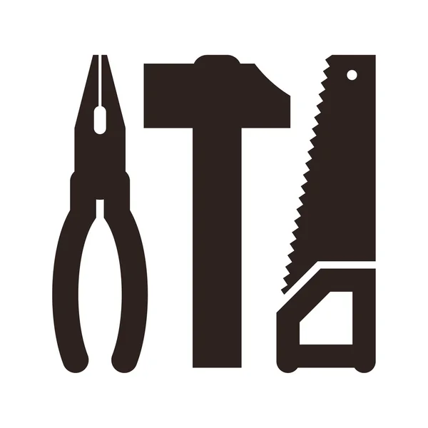 Alicates, martillo y sierra icono — Vector de stock