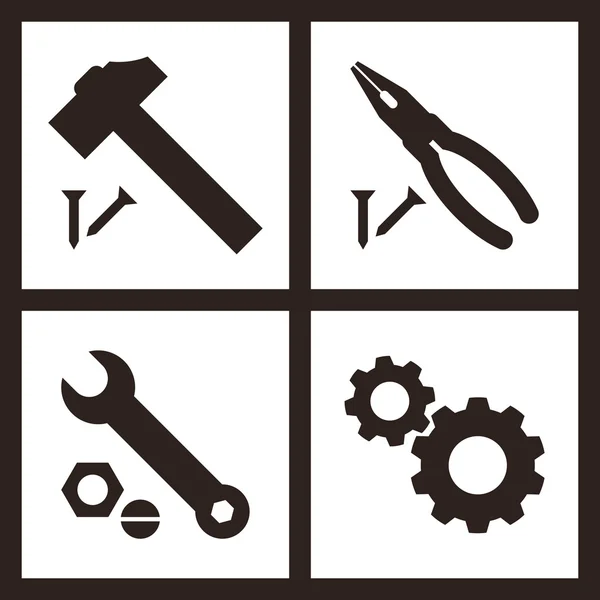 Zangen, Hammer, Schraubenschlüssel und Zahnräder — Stockvektor