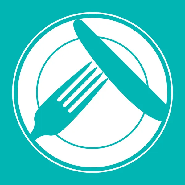 Тарелка, нож и вилка. Дизайн меню ресторана — стоковый вектор