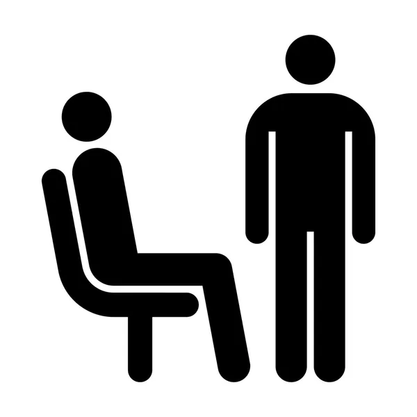 Seating and standing man. Waiting room symbol — Stock Vector