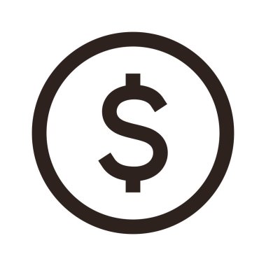 Dolar işaretli sikke. Para vektörü simgesi beyaz arkaplanda izole edildi