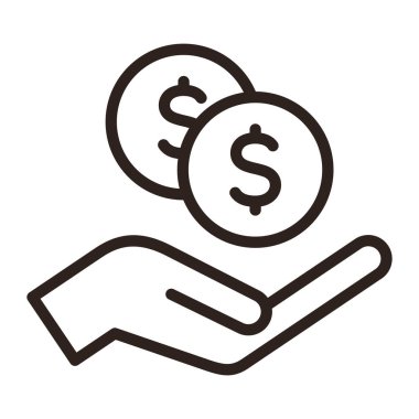 El ele tutuşan dolarlar, tasarruf edilen para ikonu, maaş parası, beyaz arka planda izole edilmiş finans yatırımı 