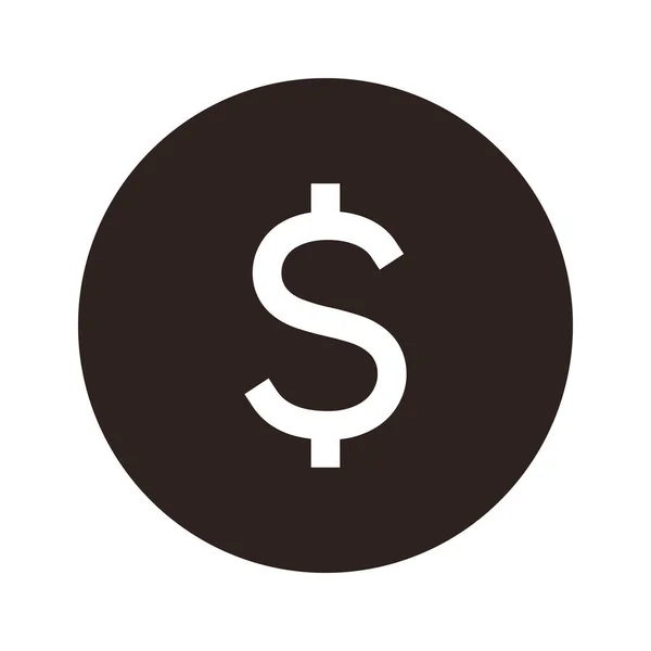Монета Знаком Доллара Значок Вектора Денег Выделен Белом Фоне — стоковый вектор