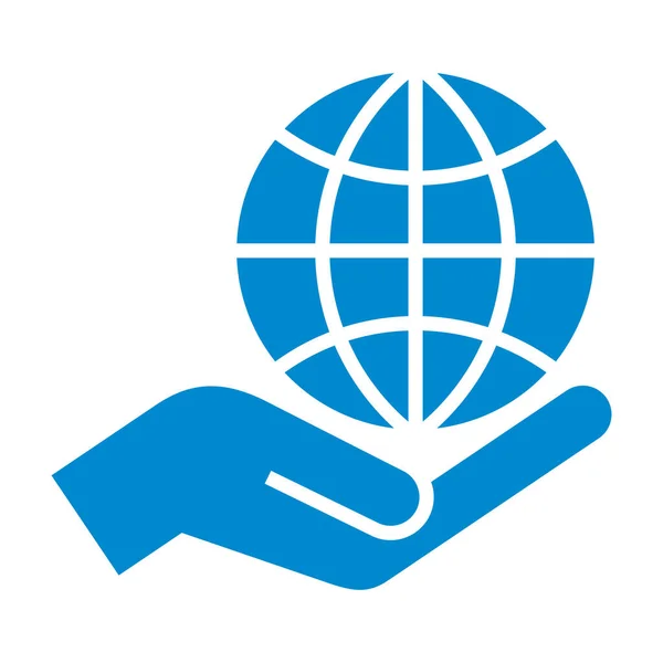 Ikona Globe Ruce Symbol Pro Záchranu Země Izolované Bílém Pozadí — Stockový vektor