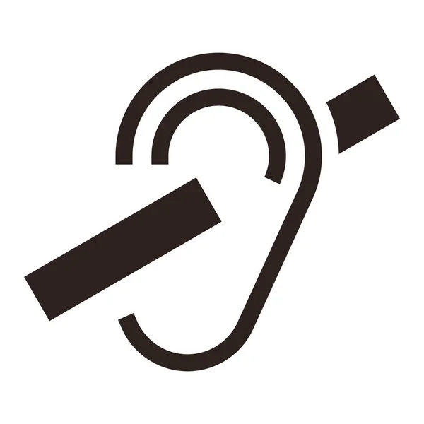 Gehörlose Ikone Vektorohrzeichen Auf Weißem Hintergrund — Stockvektor