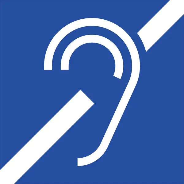 Icône Sourde Signe Oreille Vectorielle Sur Fond Bleu — Image vectorielle