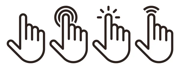 Hand Pointer Cursor Click Icon Hand Cursor Icon Set Isolated — Stock Vector