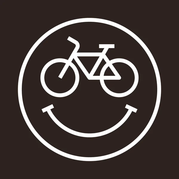 Bisiklet Gülüşü Simgesi Bisiklet Gülen Emoji Koyu Arkaplanda — Stok Vektör