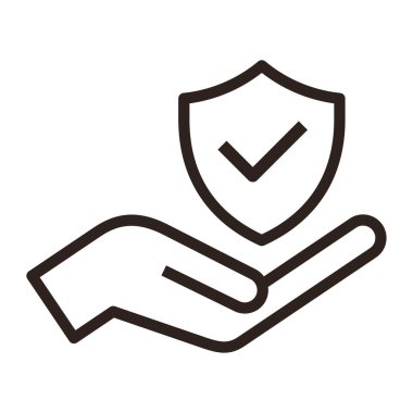 Sigorta el çizgisi simgesi. Risk sigortası işareti. Poliçe sahibi koruma sembolü. Kalite tasarım ögesi. 