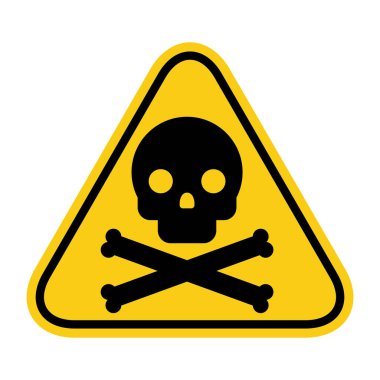 Kafatası ve kemik ikonu. Dikkat zehirlenmesi. Zehirli Tehlike Sembolü. Tehlike İşareti