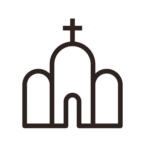 Ícone Igreja Símbolo Cristão Isolado Fundo Branco — Vetor de Stock