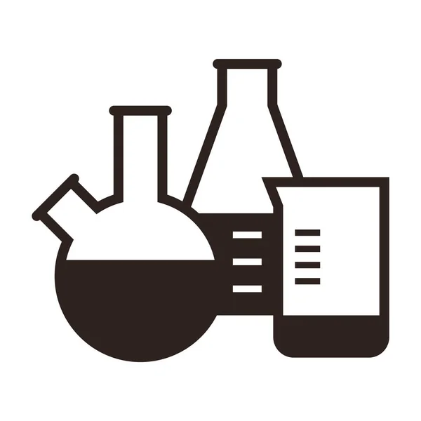 Artículos Vidrio Laboratorio Frascos Científicos Aislados Sobre Fondo Blanco — Vector de stock