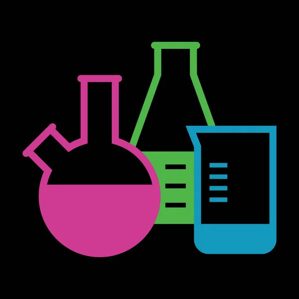 Artículos Vidrio Laboratorio Frascos Ciencia Sobre Fondo Oscuro — Vector de stock