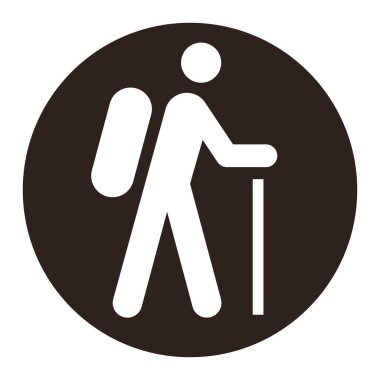 Pilgrim simgesi, turist simgesi, yürüyüş simgesi beyaz arkaplanda izole