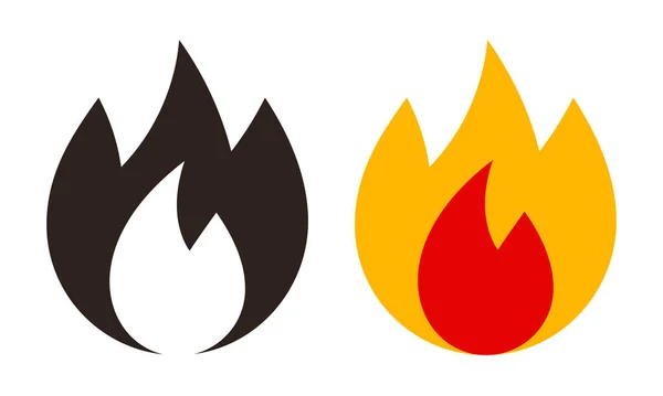 Juego Iconos Fuego Llama Aislado Sobre Fondo Blanco — Archivo Imágenes Vectoriales