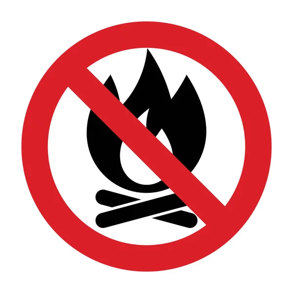 Steek Geen Vuur Aan Stop Vreugdevuur Brandverbod Brandgevaarsteken Geïsoleerd Witte — Stockvector