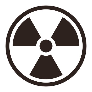 Radyasyon tehlikesi işareti. Radyoaktif tehdit uyarısı sembolü. Beyaz arkaplanda izole edilmiş uyarı sembolü