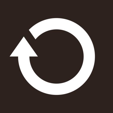 İşareti tekrarla, simgeyi yeniden yükle, yenile, yükle, vektör sembolünü koyu arkaplanda sıfırla