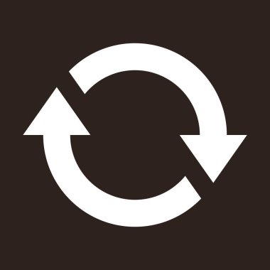 İşareti tekrarla, simgeyi yeniden yükle, yenile, yükle, vektör sembolünü koyu arkaplanda sıfırla