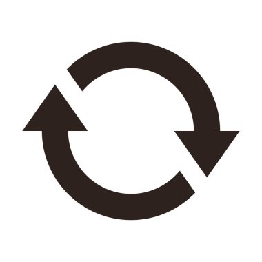 İşareti tekrarla, simgeyi yeniden yükle, tazele, yükle, vektör sembolünü sıfırla beyaz arkaplanda izole edildi