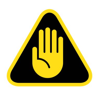 Kes şunu. Giriş izi yok. Dikkat ikonu. Beyaz arkaplanda izole edilmiş yasak faaliyetler için el sembolü