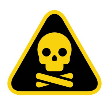 Kafatası ve kemik ikonu. Dikkat zehirlenmesi. Zehirli Tehlike Sembolü. Tehlike İşareti