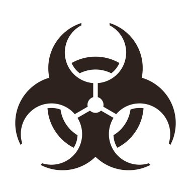 Biyolojik tehlike sembolü, biyolojik tehlike uyarısı işareti beyaz arkaplanda izole edildi