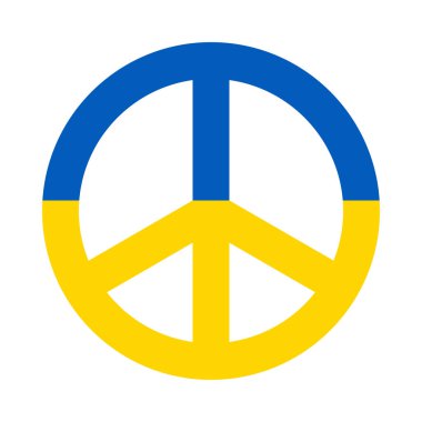 Barış işareti. Rusya Ukrayna Çatışması beyaz arkaplanda izole edildi