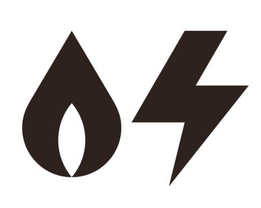 Gaz ve elektrik simgesi beyaz arkaplanda izole edildi