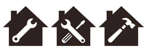 Reparatie Pictogram Set Home Repair Symbool Geïsoleerd Witte Achtergrond — Stockvector